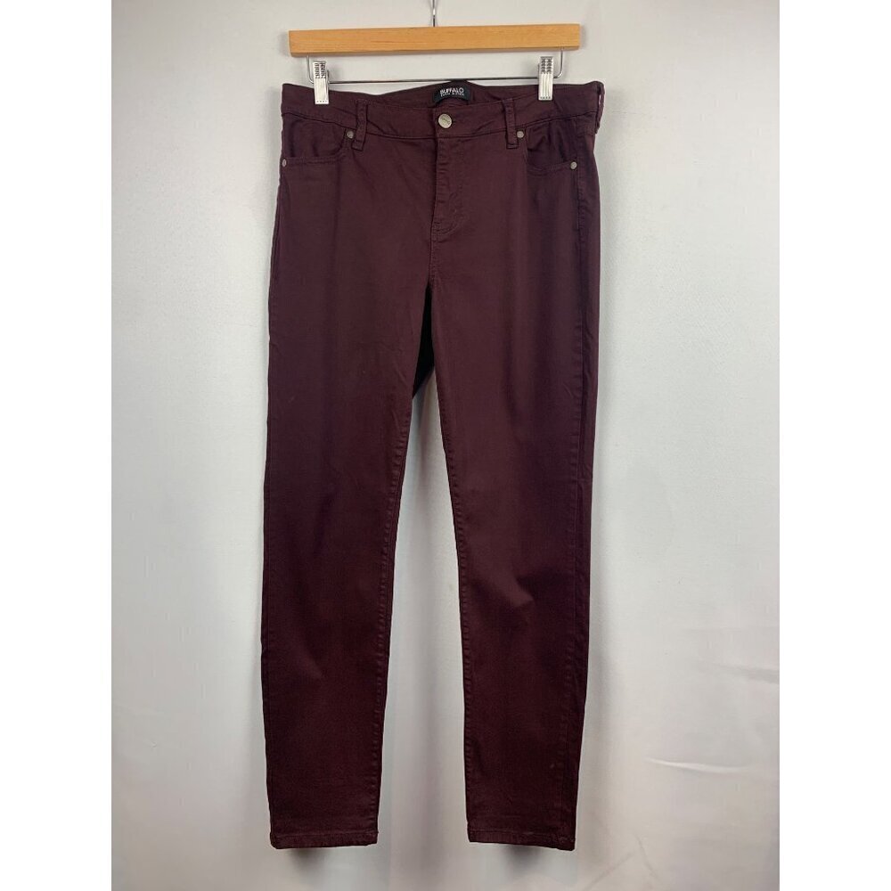 Buffalo David Bitton Vale Mid-Rise Stretch Skinny Jeans Size 10/30 Burgundy